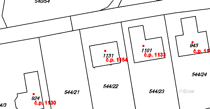Ládví 1154, Kamenice na parcele st. 1131 v KÚ Ládví, Katastrální mapa