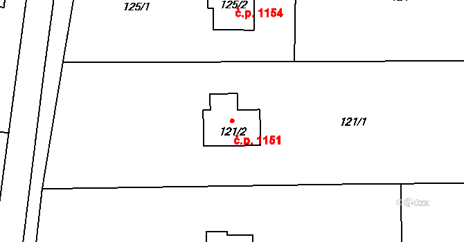 Stonava 1151 na parcele st. 121/2 v KÚ Stonava, Katastrální mapa