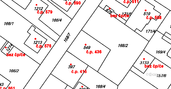 Neratovice 436 na parcele st. 549 v KÚ Neratovice, Katastrální mapa