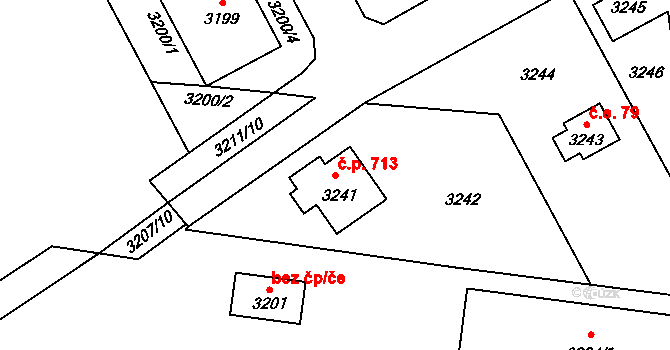 Řevnice 713 na parcele st. 3241 v KÚ Řevnice, Katastrální mapa
