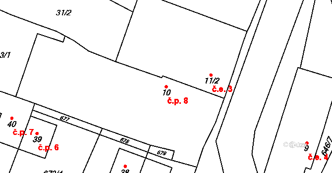 Nemněnice 8, Černovice na parcele st. 10 v KÚ Nemněnice, Katastrální mapa