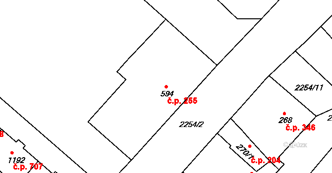 Sušice II 255, Sušice na parcele st. 594 v KÚ Sušice nad Otavou, Katastrální mapa