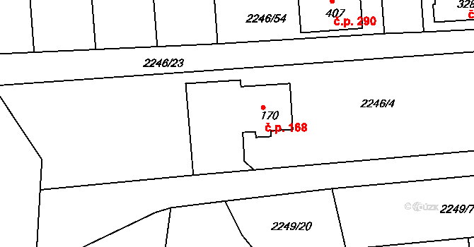 Drnovice 168 na parcele st. 170 v KÚ Drnovice, Katastrální mapa