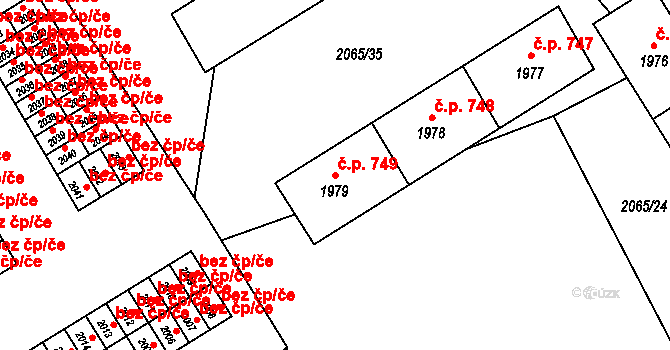 Štramberk 749 na parcele st. 1979 v KÚ Štramberk, Katastrální mapa