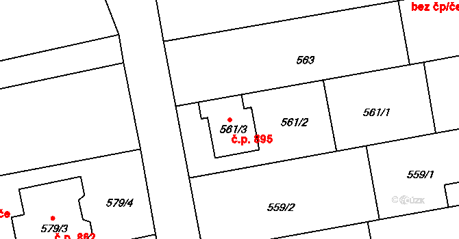 Chrlice 895, Brno na parcele st. 561/3 v KÚ Chrlice, Katastrální mapa