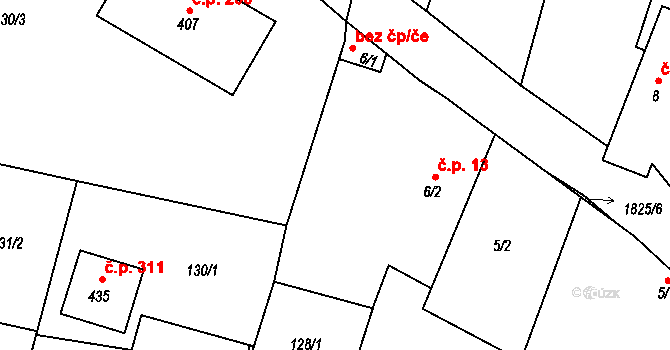 Kolešovice 13 na parcele st. 6/2 v KÚ Kolešovice, Katastrální mapa