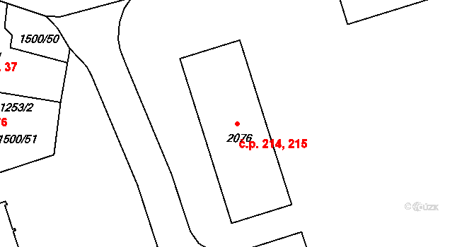 Nádražní Předměstí 214,215, Český Krumlov na parcele st. 2076 v KÚ Český Krumlov, Katastrální mapa