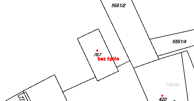 Brumov-Bylnice 86968301 na parcele st. 767 v KÚ Sidonie, Katastrální mapa