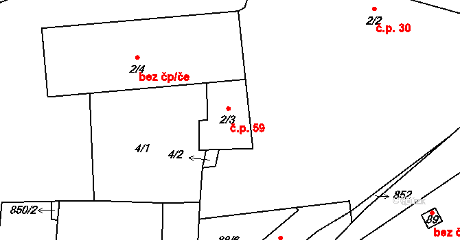 Čekanice 59, Blatná na parcele st. 2/3 v KÚ Čekanice, Katastrální mapa