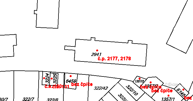Žatec 2177,2178 na parcele st. 2941 v KÚ Žatec, Katastrální mapa