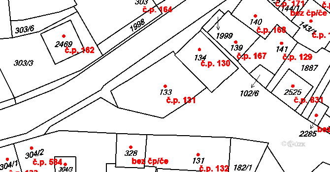 Přibyslav 131 na parcele st. 133 v KÚ Přibyslav, Katastrální mapa