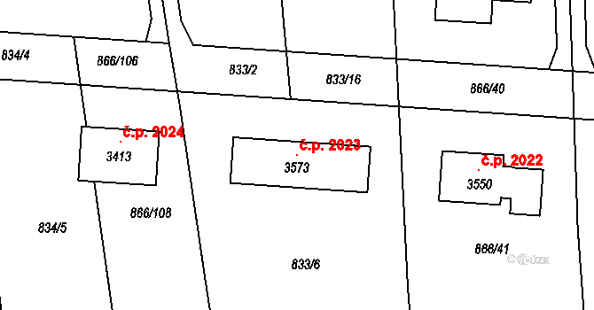 Lysá nad Labem 2023 na parcele st. 3573 v KÚ Lysá nad Labem, Katastrální mapa