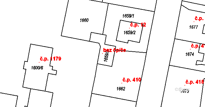 Mohelnice 105787302 na parcele st. 1659/3 v KÚ Mohelnice, Katastrální mapa