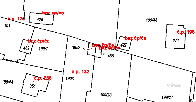 Lučice 106632302 na parcele st. 456 v KÚ Lučice, Katastrální mapa