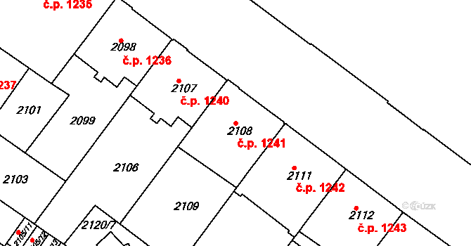 Znojmo 1241 na parcele st. 2108 v KÚ Znojmo-město, Katastrální mapa