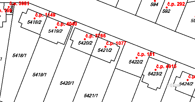 Jihlava 1077 na parcele st. 5421/2 v KÚ Jihlava, Katastrální mapa