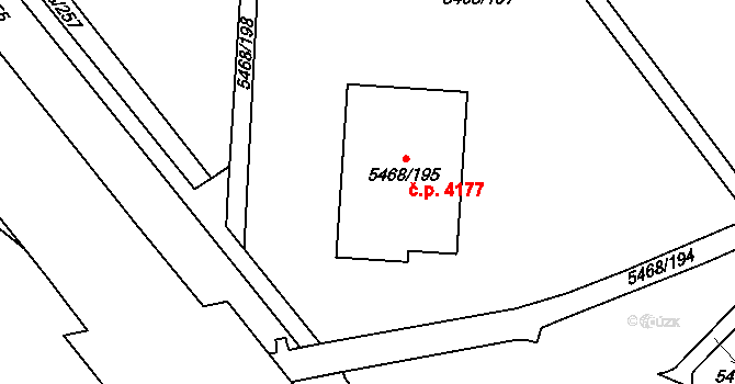 Jihlava 4177 na parcele st. 5468/195 v KÚ Jihlava, Katastrální mapa