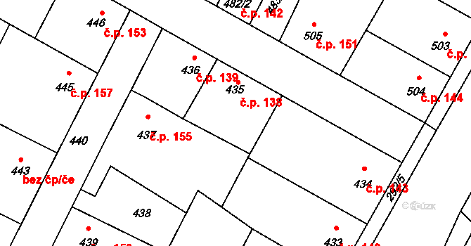 Kačice 138 na parcele st. 435 v KÚ Kačice, Katastrální mapa