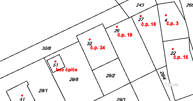 Luníkov 24, Žižice na parcele st. 32 v KÚ Luníkov, Katastrální mapa