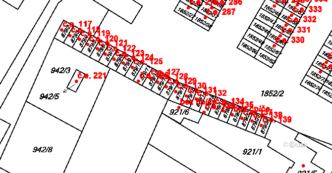 Hrušovany u Brna 129 na parcele st. 879/14 v KÚ Hrušovany u Brna, Katastrální mapa