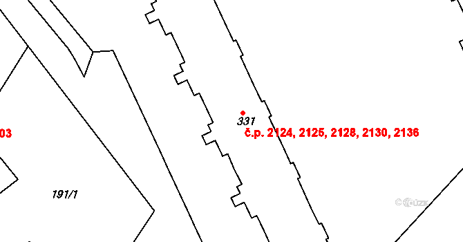 Šumperk 2124,2125,2128,2130, na parcele st. 331 v KÚ Dolní Temenice, Katastrální mapa