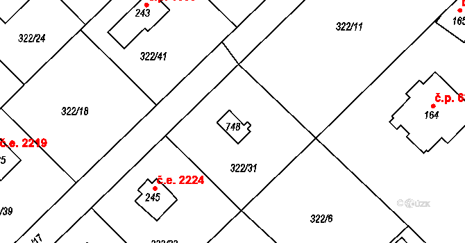 Struhařov 2225, Kamenice na parcele st. 326 v KÚ Štiřín, Katastrální mapa