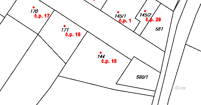 Marianín 15, Lipovec na parcele st. 144 v KÚ Lipovec u Blanska, Katastrální mapa