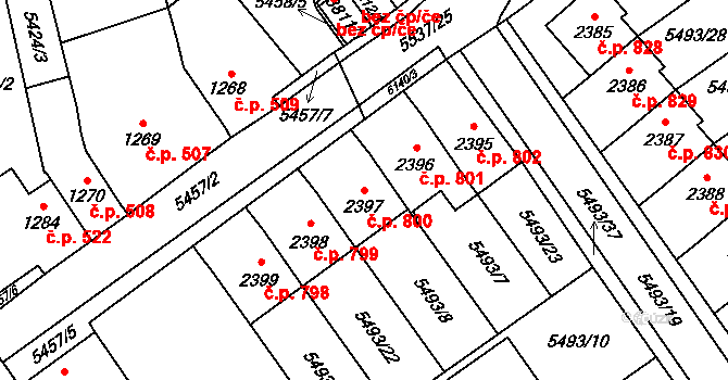 Horní Předměstí 800, Polička na parcele st. 2397 v KÚ Polička, Katastrální mapa