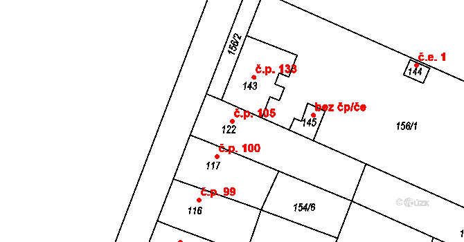 Luběnice 105 na parcele st. 122 v KÚ Luběnice, Katastrální mapa