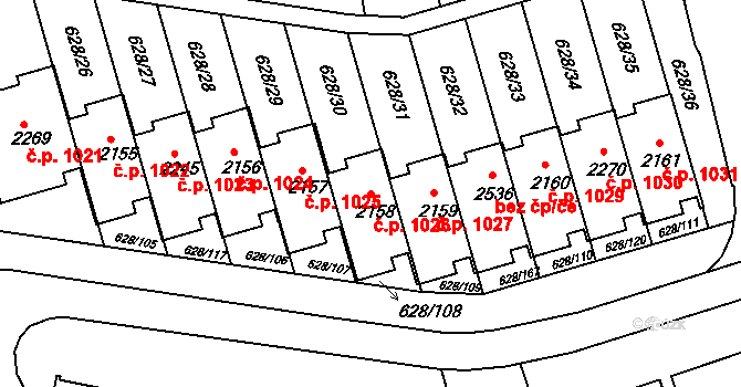 Prachatice II 1026, Prachatice na parcele st. 2158 v KÚ Prachatice, Katastrální mapa