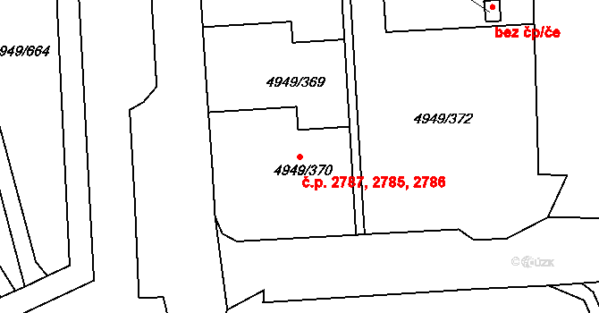 Severní Terasa 2785,2786,2787, Ústí nad Labem na parcele st. 4949/370 v KÚ Ústí nad Labem, Katastrální mapa