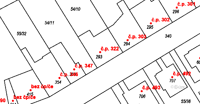 Litol 322, Lysá nad Labem na parcele st. 293 v KÚ Litol, Katastrální mapa