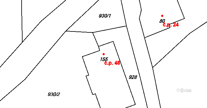 Pekla 48, Cerekvice nad Loučnou na parcele st. 155 v KÚ Pekla, Katastrální mapa