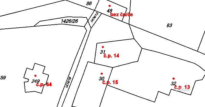 Nuzice 14, Týn nad Vltavou na parcele st. 31 v KÚ Nuzice, Katastrální mapa