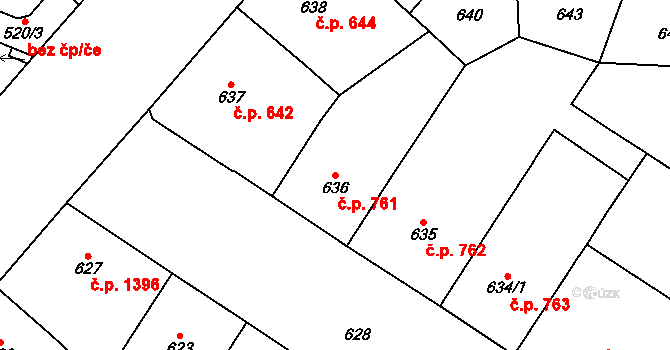 Vršovice 761, Praha na parcele st. 636 v KÚ Vršovice, Katastrální mapa
