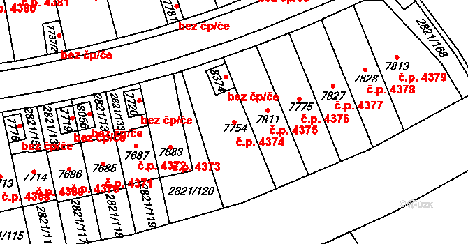 Kroměříž 4374 na parcele st. 7754 v KÚ Kroměříž, Katastrální mapa