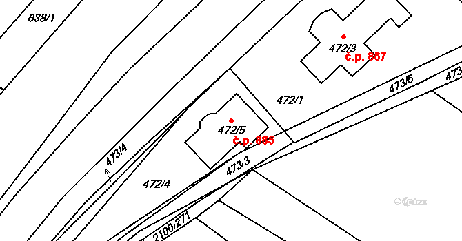 Ždánice 885 na parcele st. 472/5 v KÚ Ždánice, Katastrální mapa