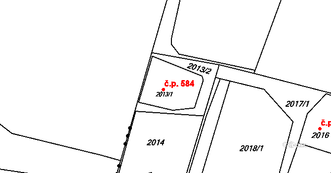 Poruba 584, Orlová na parcele st. 2013/1 v KÚ Poruba u Orlové, Katastrální mapa