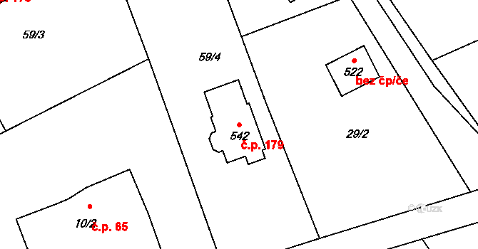 Maršovice 179 na parcele st. 542 v KÚ Maršovice u Jablonce nad Nisou, Katastrální mapa