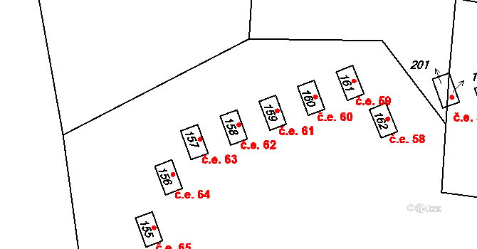 Blata 62, Zámostí-Blata na parcele st. 158 v KÚ Zámostí, Katastrální mapa