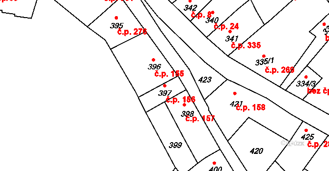 Předměstí 156, Litoměřice na parcele st. 397 v KÚ Litoměřice, Katastrální mapa