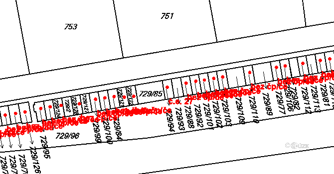 Dejvice 27, Praha 9 na parcele st. 729/94 v KÚ Dejvice, Katastrální mapa