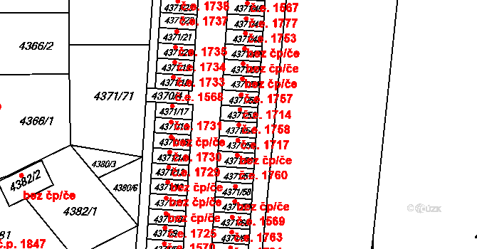 Česká Lípa 1717 na parcele st. 4371/54 v KÚ Česká Lípa, Katastrální mapa