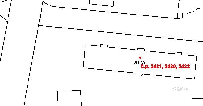 Zábřeh 2420,2421,2422, Ostrava na parcele st. 3115 v KÚ Zábřeh nad Odrou, Katastrální mapa