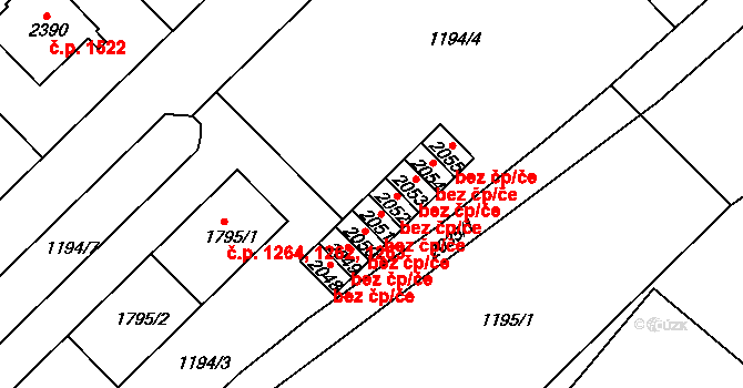 Čáslav 38268302 na parcele st. 2052 v KÚ Čáslav, Katastrální mapa