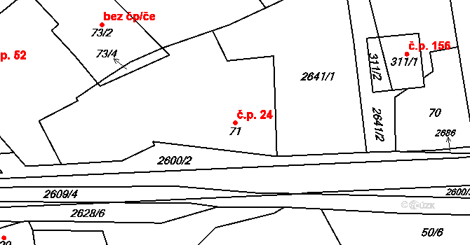 Ludkovice 24 na parcele st. 71 v KÚ Ludkovice, Katastrální mapa