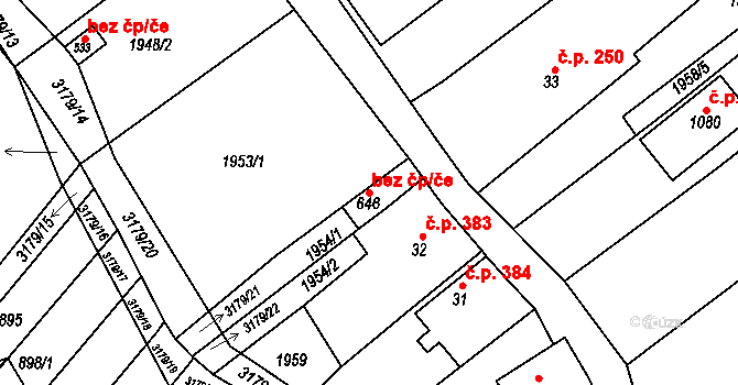 Uherské Hradiště 40634302 na parcele st. 646 v KÚ Mařatice, Katastrální mapa