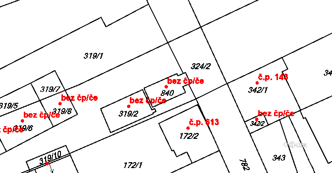 Plzeň 42584302 na parcele st. 840 v KÚ Koterov, Katastrální mapa