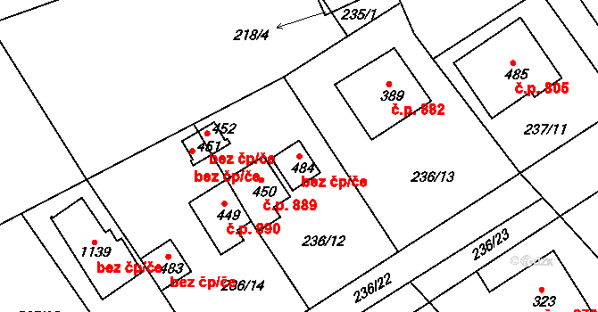 Rudná 43145302 na parcele st. 484 v KÚ Hořelice, Katastrální mapa