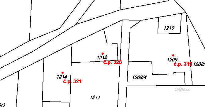 Píšť 320 na parcele st. 1212 v KÚ Píšť, Katastrální mapa